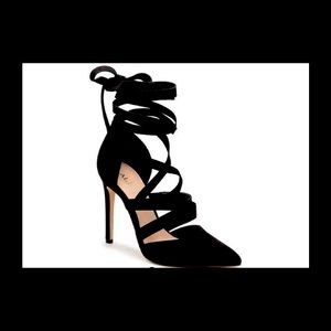 ALDO Unelilian Black Suede Ballet Laces Stilettos